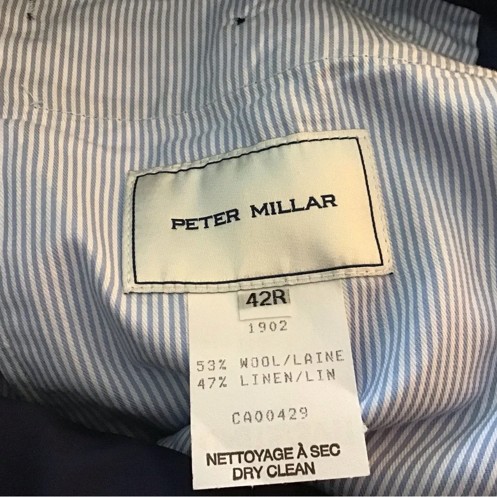 Peter Millar Harker Blue Nubby Linen Wool Blend Trouser Pant Size 42 X 28 1/2